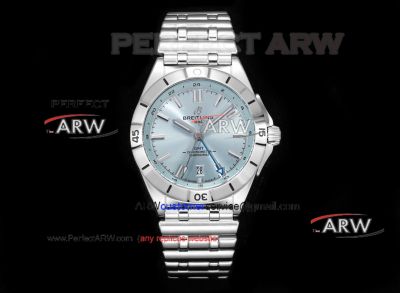 Swiss Replica Breitling Chronomat Automatic GMT 40mm Ice Blue SS Watch